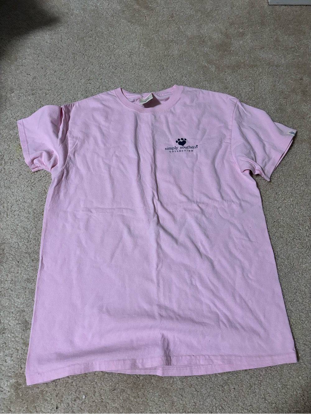 Simply Southern Light Pink Tee with Navy Logo